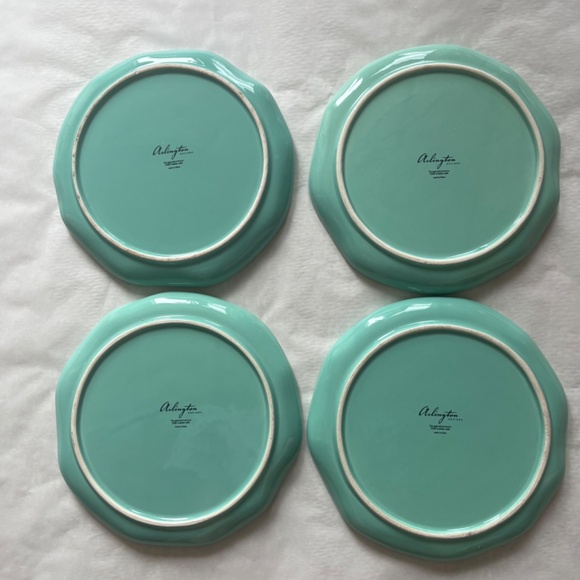 Set of 3 Arlington Designs 8.25" Aqua Plates Set Gold Accents Parrots Birds - Picture 2 of 7